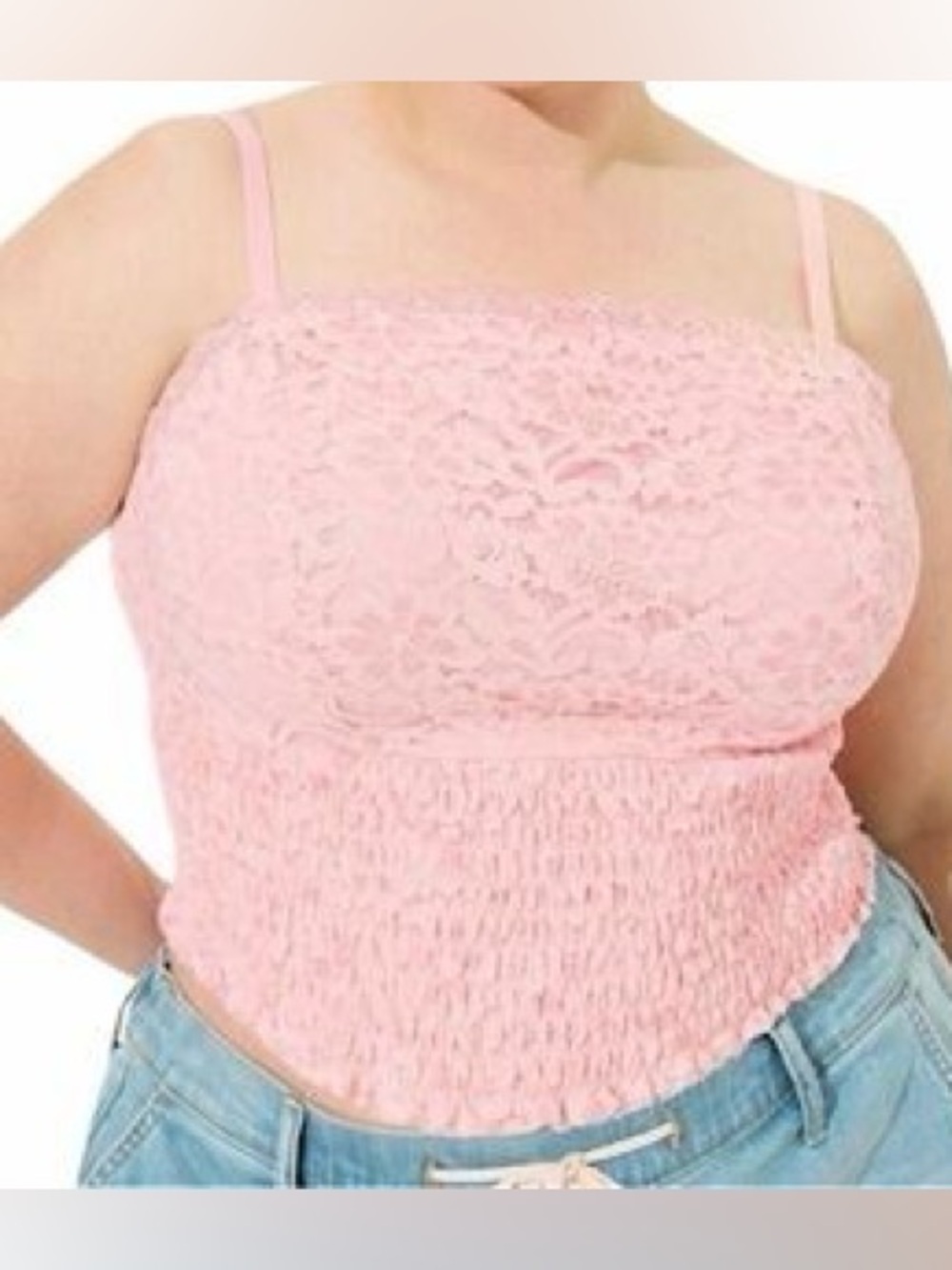 torrid Pink Lace Smocked Cami Tank